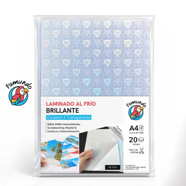Laminado en Frío Corazón 2 Transparente A4 - 20 Hojas