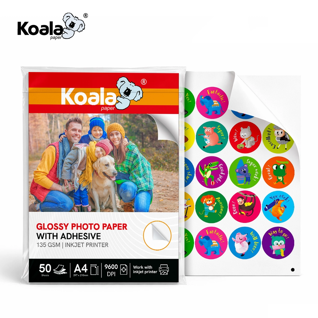 Papel Fotográfico Brillante Adhesivo 135 GSM A4 - 50 Hojas