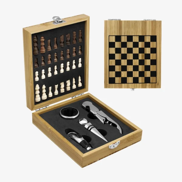 Set de Vino con Juego de Ajedrez 5 Piezas