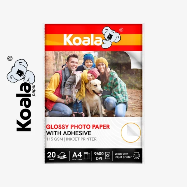 Papel Fotográfico Brillante Adhesivo 115 GSM A4 - 20 Hojas