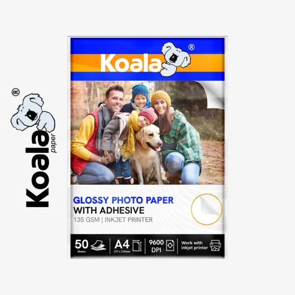 Papel Fotográfico Brillante Adhesivo 135 GSM A4 - 50 Hojas