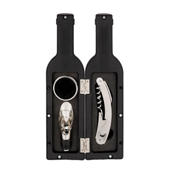 Set de Vino de 3 Piezas en Estuche con Forma de Botella