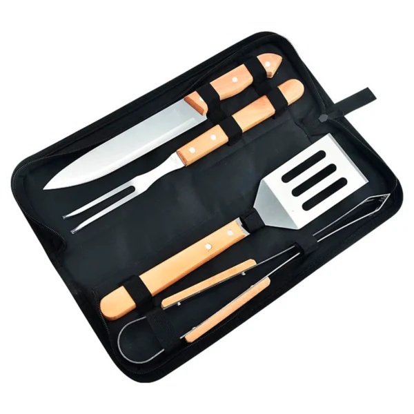 Kit de Parrillero 4 Piezas con Mango de Madera - Imagen 2