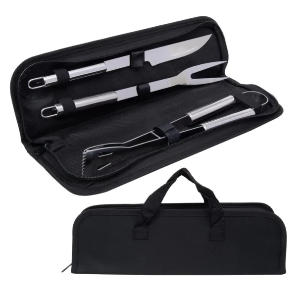 Kit de Parillero 3 Piezas en Acero Inoxidable – Cuchillo, Tenedor y Pinzas