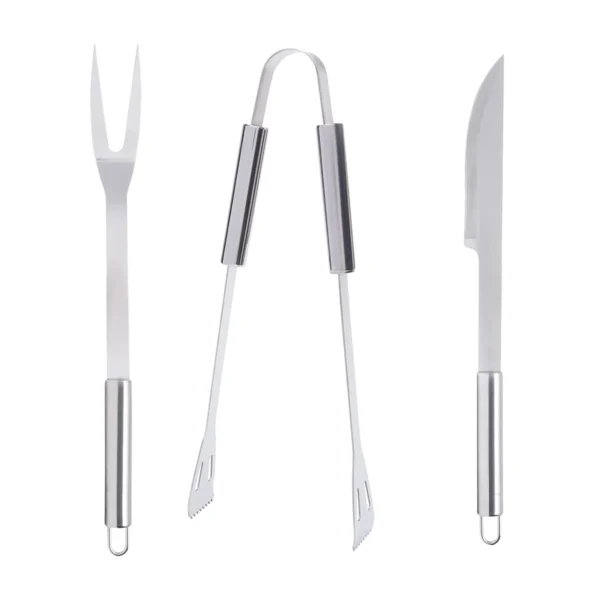 Kit de Parillero 3 Piezas en Acero Inoxidable – Cuchillo, Tenedor y Pinzas - Imagen 3