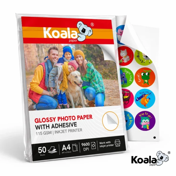 Papel Fotográfico Brillante Adhesivo 115 GSM A4 – 50 hojas