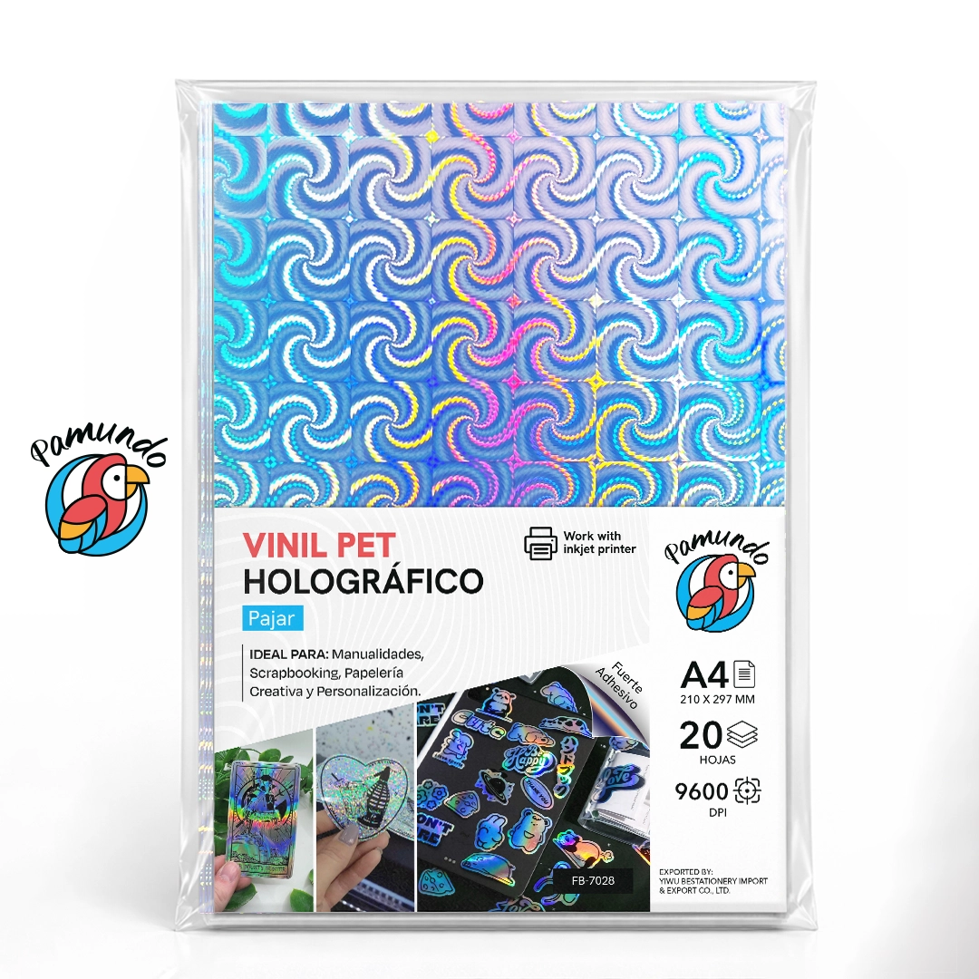 Vinil Pet Holográfico Pajar A4 - 20 Hojas