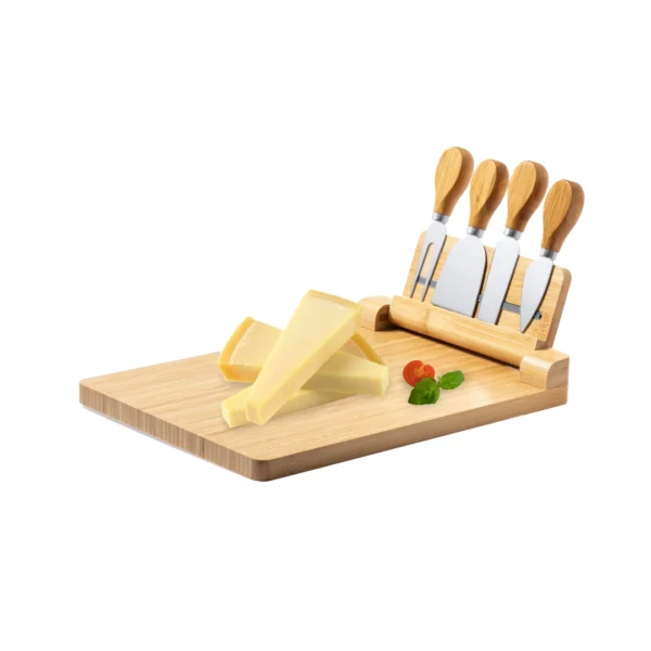 Set para Quesos con Tabla Magnética Plegable de Bambú