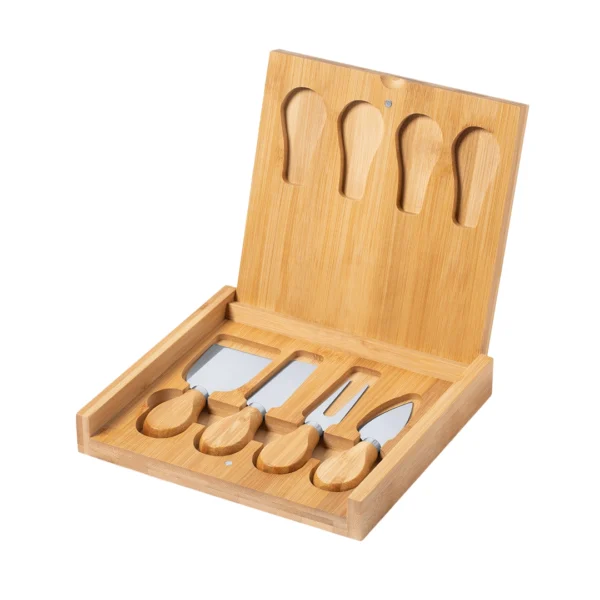 Set para Quesos con Tabla Tipo Estuche de Bambú