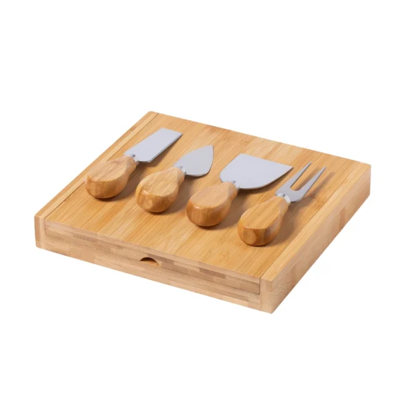 Set para Quesos con Tabla Tipo Estuche de Bambú