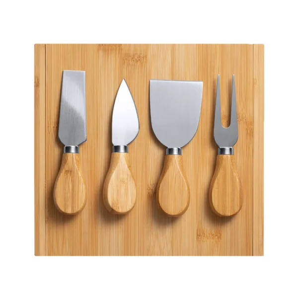 Set para Quesos con Tabla Tipo Estuche de Bambú