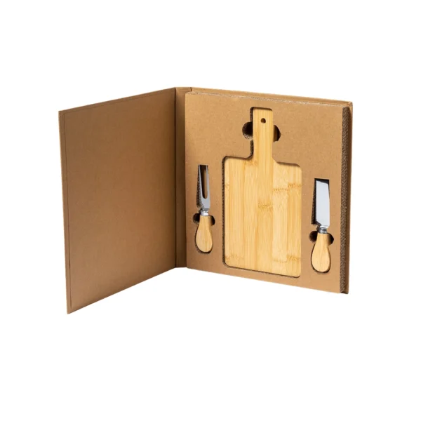 Set para Quesos con Tabla de Bambú en Estuche