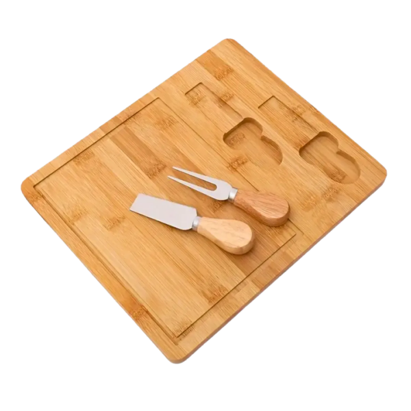 Set para Quesos con Tabla de Bambú y 2 Utensilios