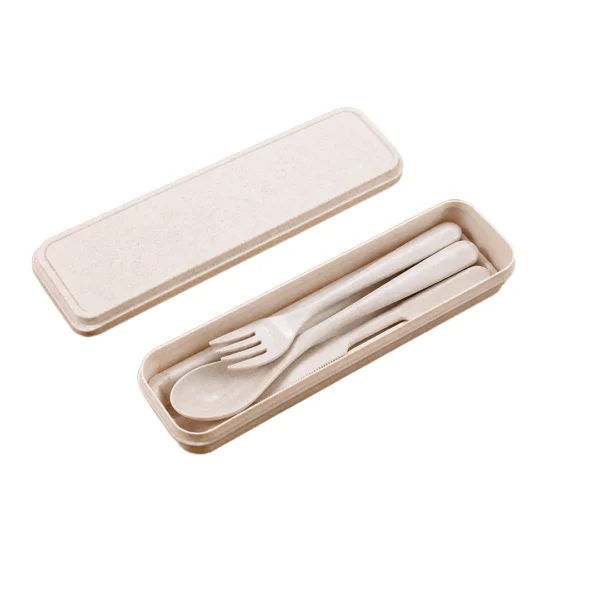 Set de Cubiertos de Fibra de Trigo de 3 Piezas con Estuche