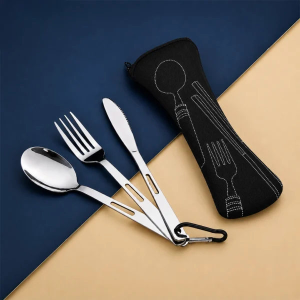 Set de Cubiertos Portátil de 3 Piezas con Estuche