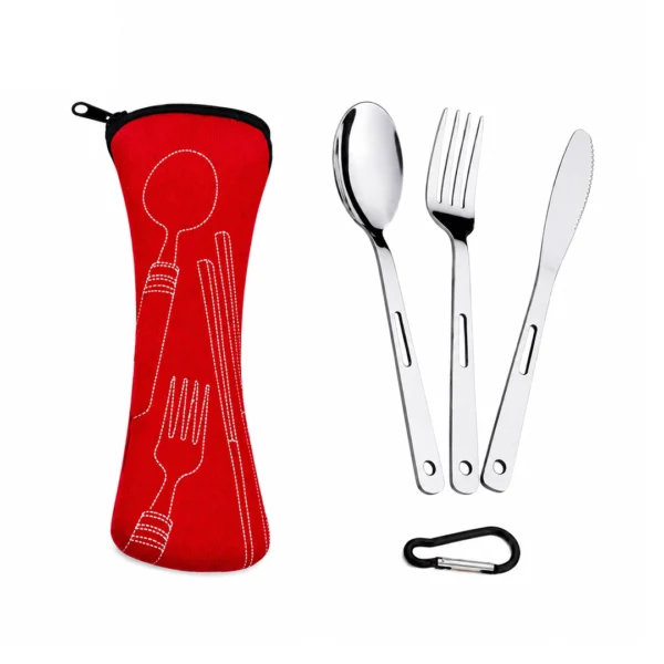 Set de Cubiertos Portátil de 3 Piezas con Estuche