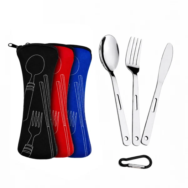 Set de Cubiertos Portátil de 3 Piezas con Estuche