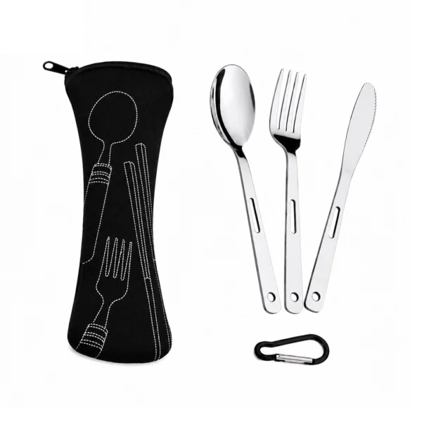 Set de Cubiertos Portátil de 3 Piezas con Estuche