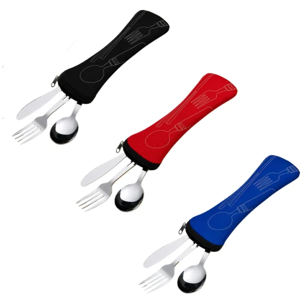 Set de Cubiertos Portátil de 3 Piezas con Estuche
