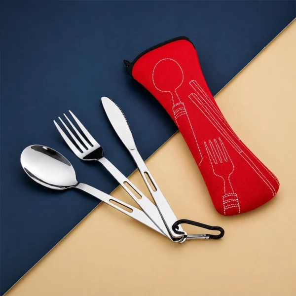 Set de Cubiertos Portátil de 3 Piezas con Estuche