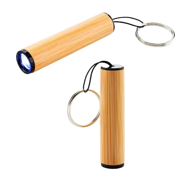 Llavero Linterna LED Cilíndrico de Bambú
